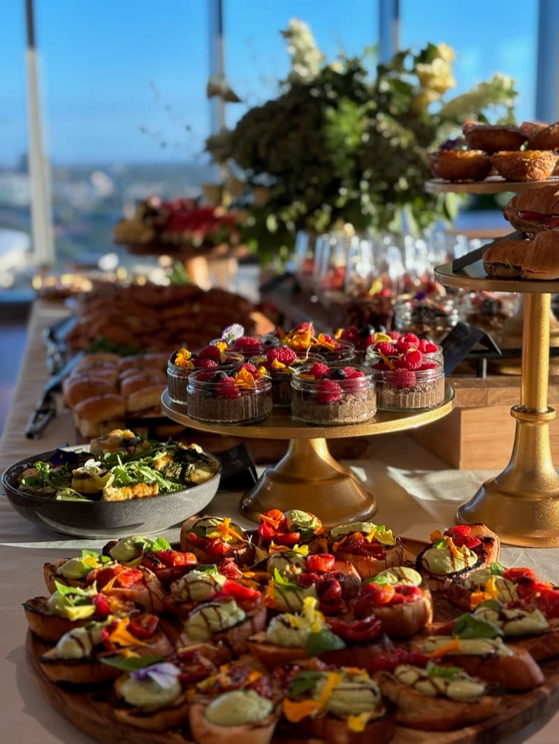Full catering spread at an Adelaide conference venue