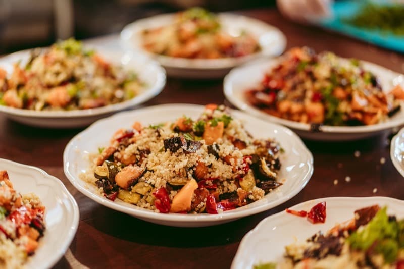 Individually plated couscous salads for Adelaide boardroom lunch catering
