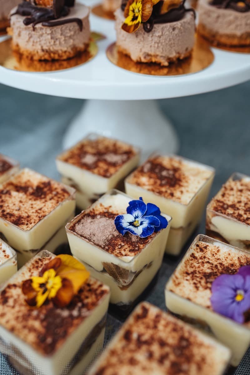 Tiramisu and cheesecake display at an Adelaide corporate celebration