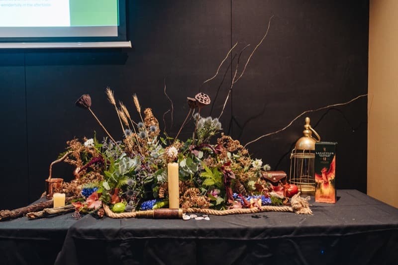 Dark moody dried floral arrangement for an Adelaide ceremony