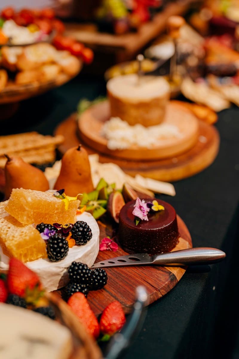 Brie with honeycomb and blackberries on an Adelaide grazing board by Event Gourmet
